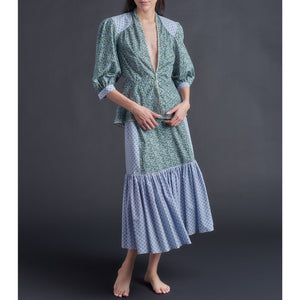 Brigitte Ruffle Skirt in Liberty Print Blue Green Cotton