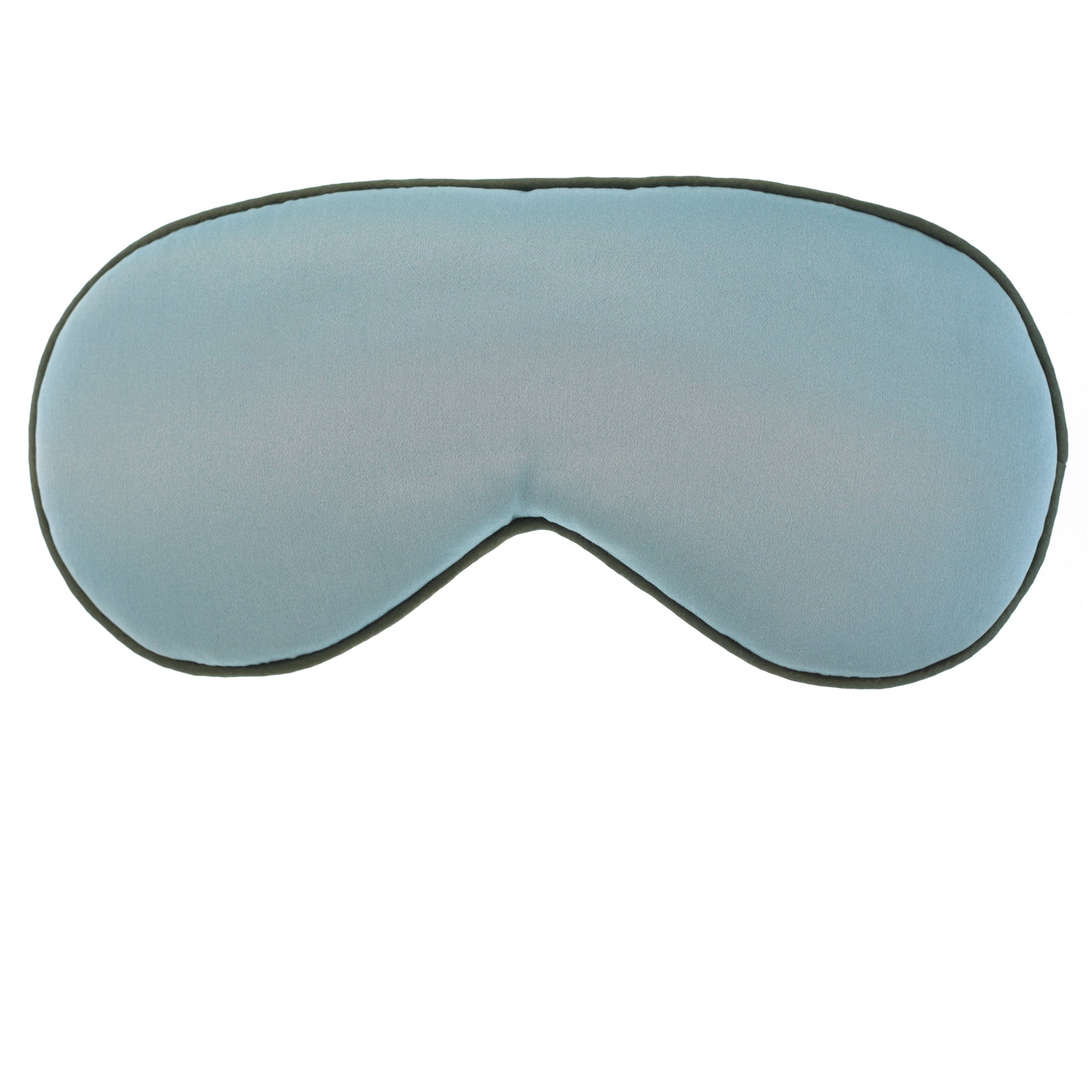 Hypnos Sleep Mask in French Blue Silk Charmeuse with Forest Green Trim