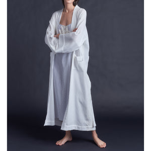 Asteria Kimono Robe in Swiss Cotton Fantasie Pique with Lace