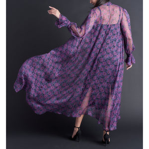 Faye Hostess Gown in Violet Daydream Liberty Crinkle Chiffon