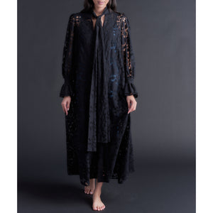Faye Duster Dress in Black Cotton Lace