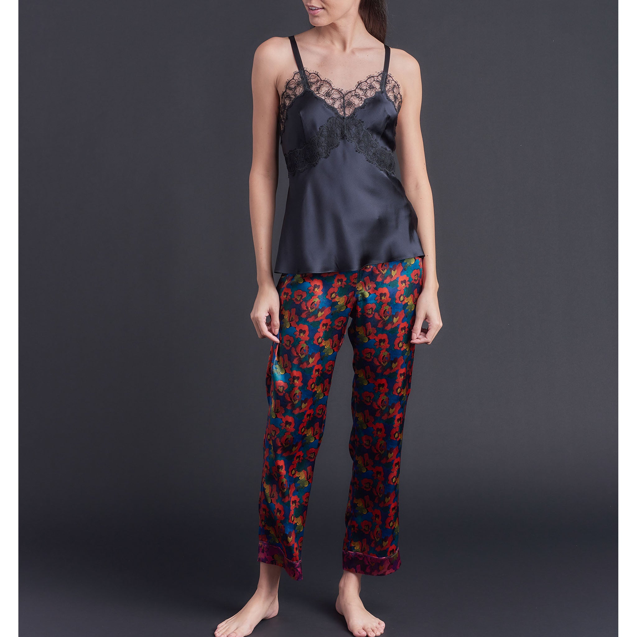 Freya Camisole in Black Silk Charmeuse
