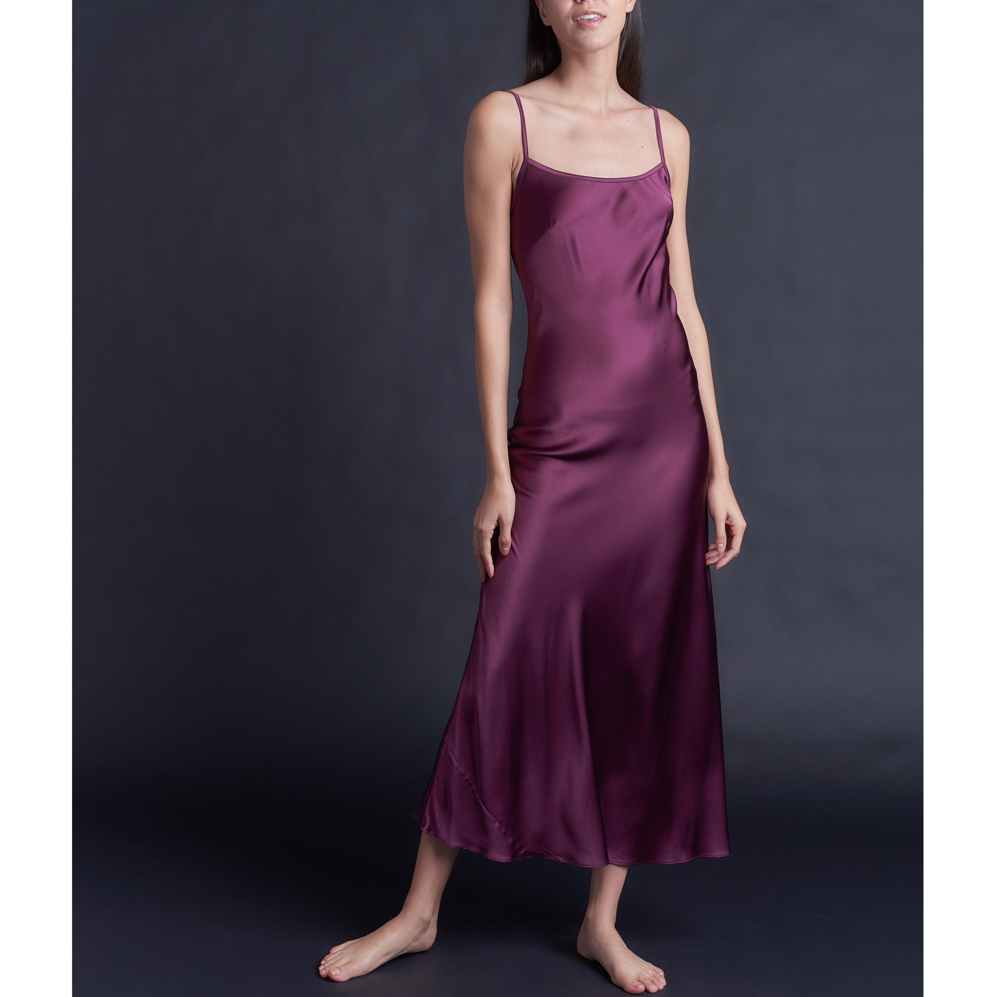 Juno Slip Dress in Garnet Silk Charmeuse