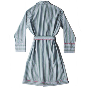 Janus Robe in Green Stripe Italian Cotton