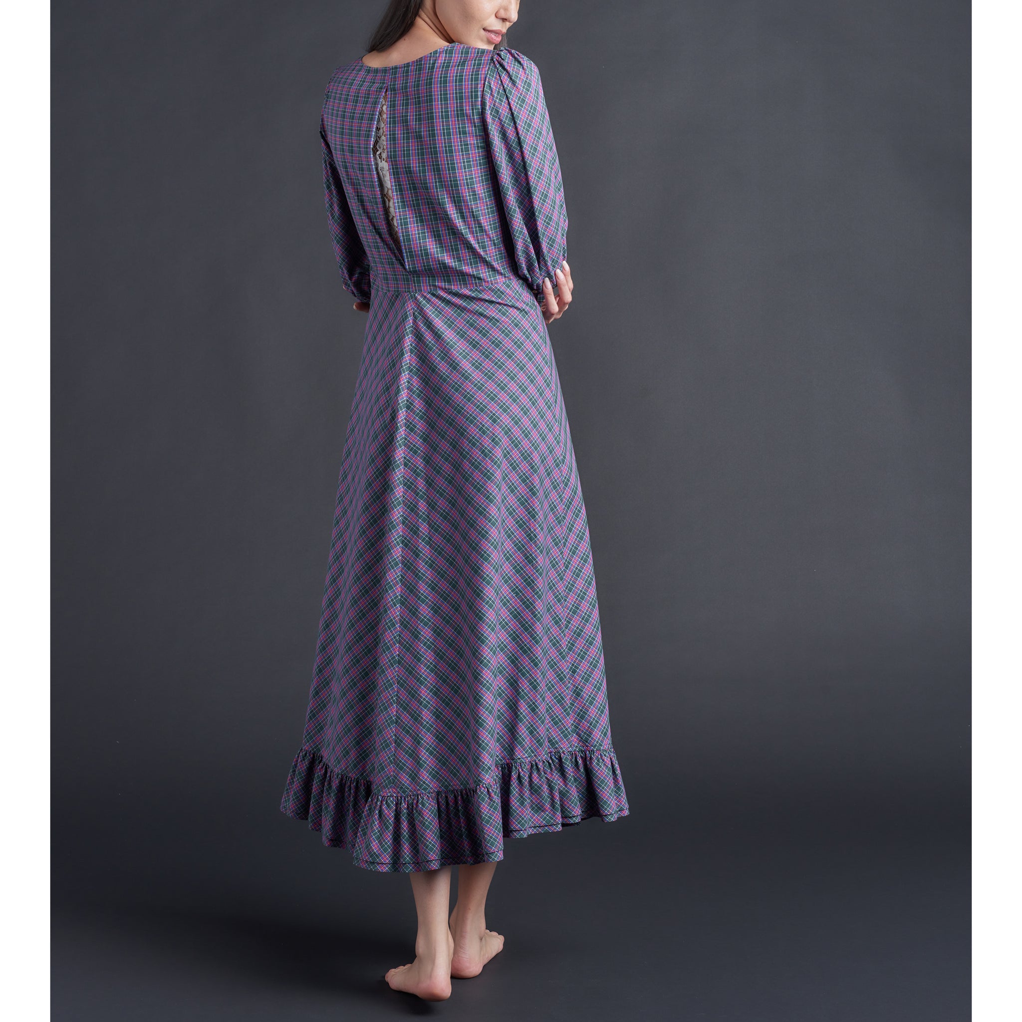 Hestia Wrap Dress in Plaid Italian Cotton