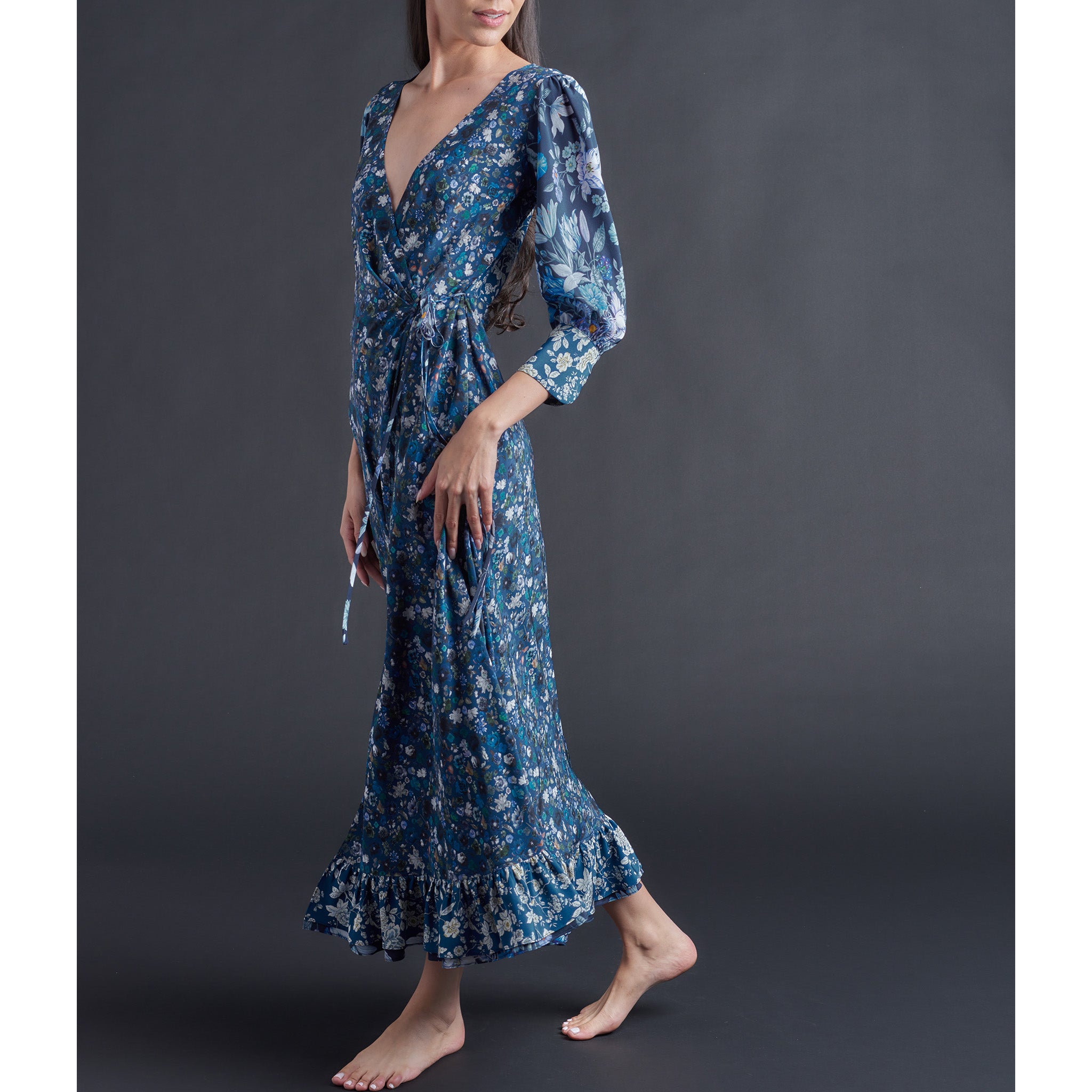 Hestia Wrap Dress in Liberty Print Silk Crepe de Chine