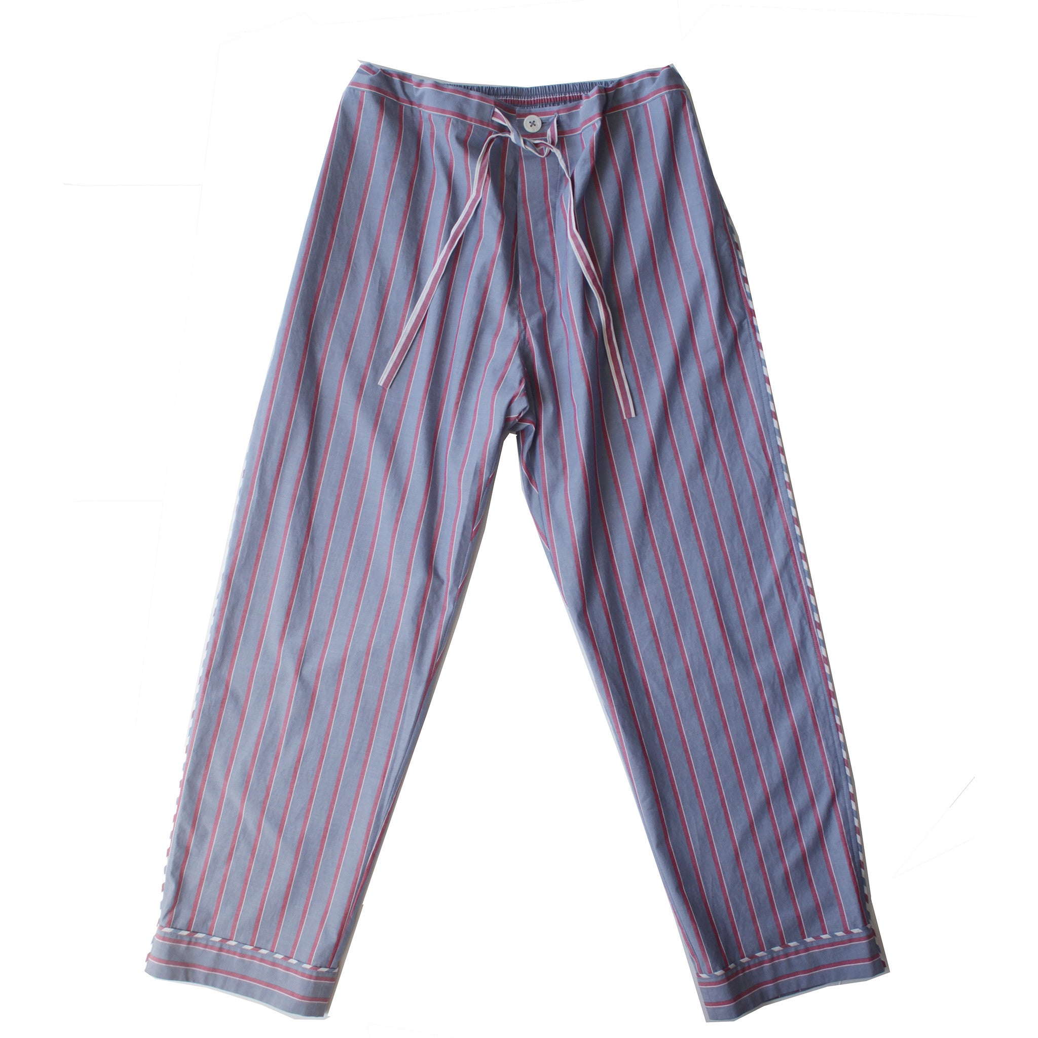 Saturn Pajama Pant in Grey and Red Stripe Italian Cotton