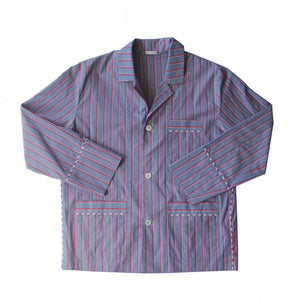 Hyperion Pajama Shirt in Grey with Red Stripe Italian Cotton