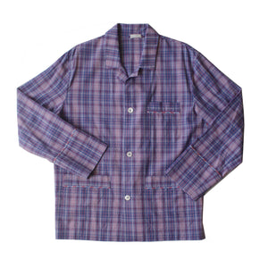 Hyperion Pajama Shirt in Blue Plaid Italian Cotton