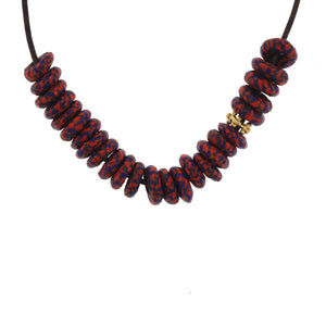 A Red & Blue Recycled Glass Bead Necklace