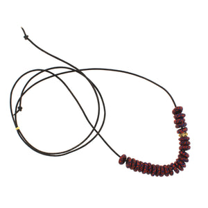 A Red & Blue Recycled Glass Bead Necklace