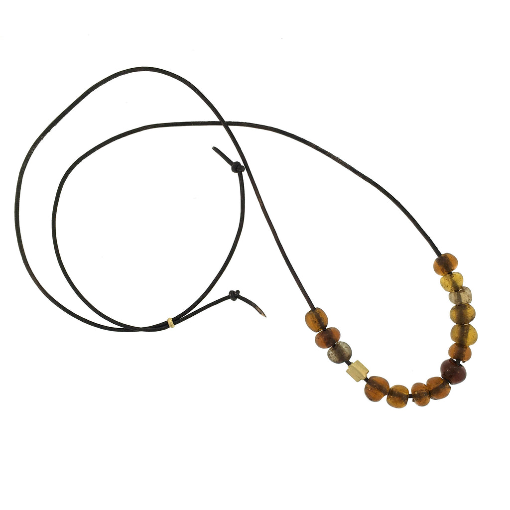 A Brown Glass Bead Necklace