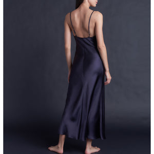 Juno Slip Dress in Aubergine Silk Charmeuse