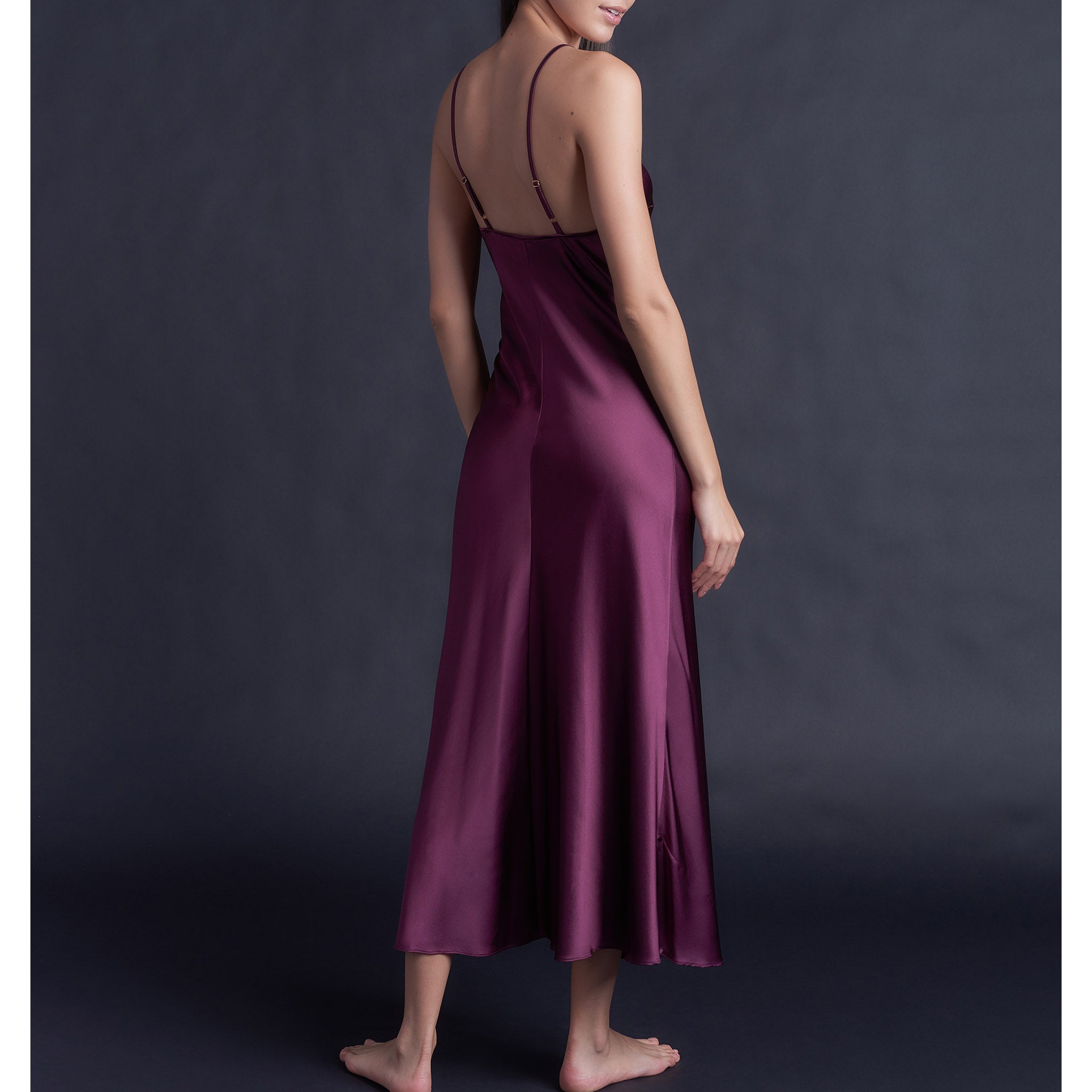 Juno Slip Dress in Garnet Silk Charmeuse