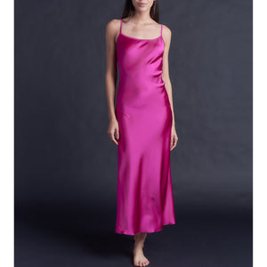 Juno Slip Dress in Rubellite Stretch Silk Charmeuse