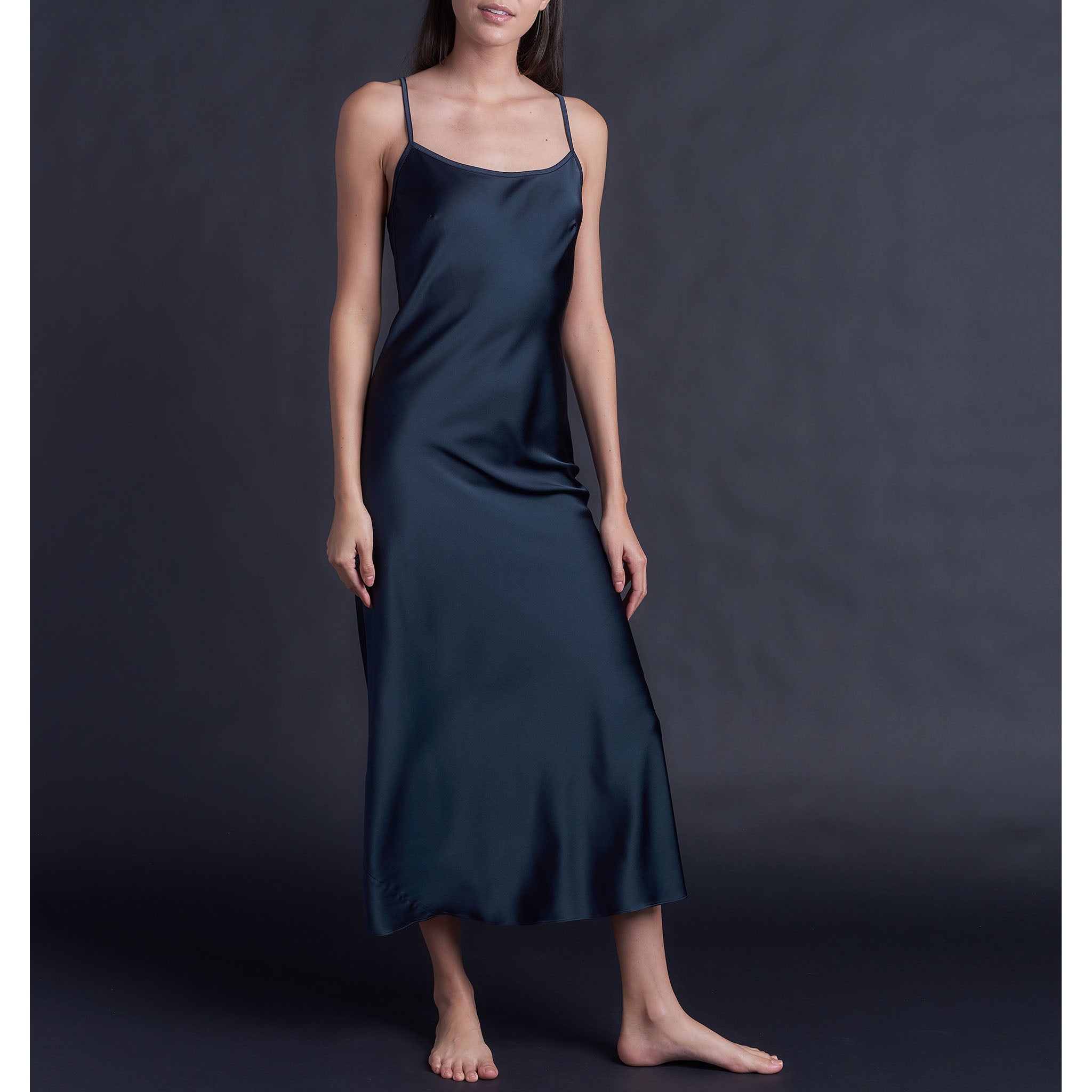 Juno Slip Dress in Sapphire Silk Charmeuse