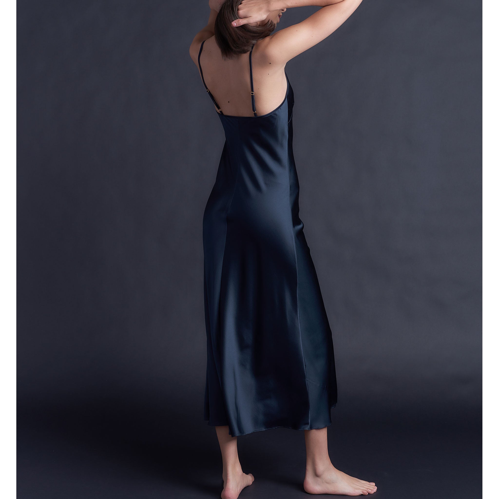 Juno Slip Dress in Sapphire Silk Charmeuse