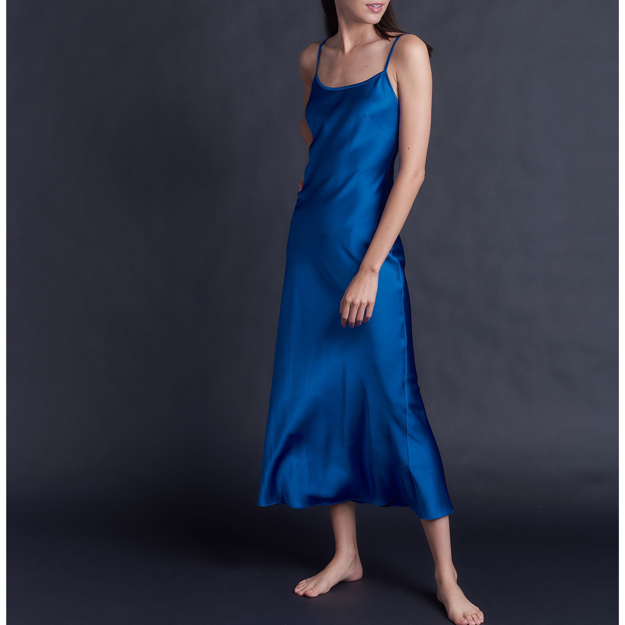 Juno Slip Dress in Tanzanite Silk Charmeuse