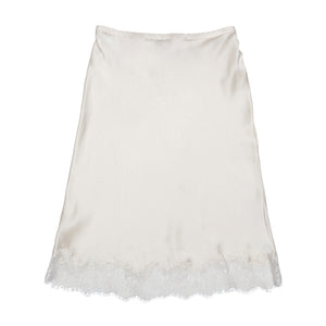 Kali Half Slip in Pearl Silk Charmeuse with Lace