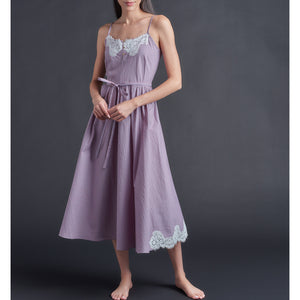 Lilia Slip Dress in Pink Grey Check Italian Cotton