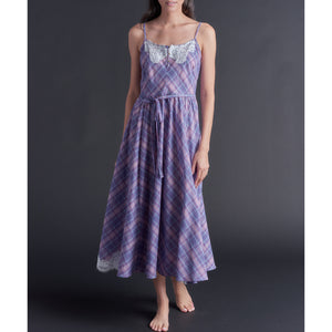 Lilia Slip Dress in Plaid Italian Cotton