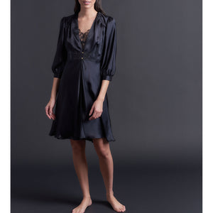 Maia Duster in Black Silk Charmeuse