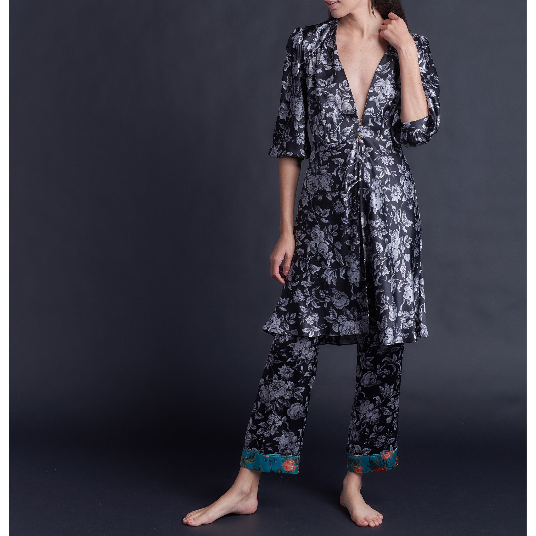 Maia Duster in Gracefully Liberty Print Silk Satin