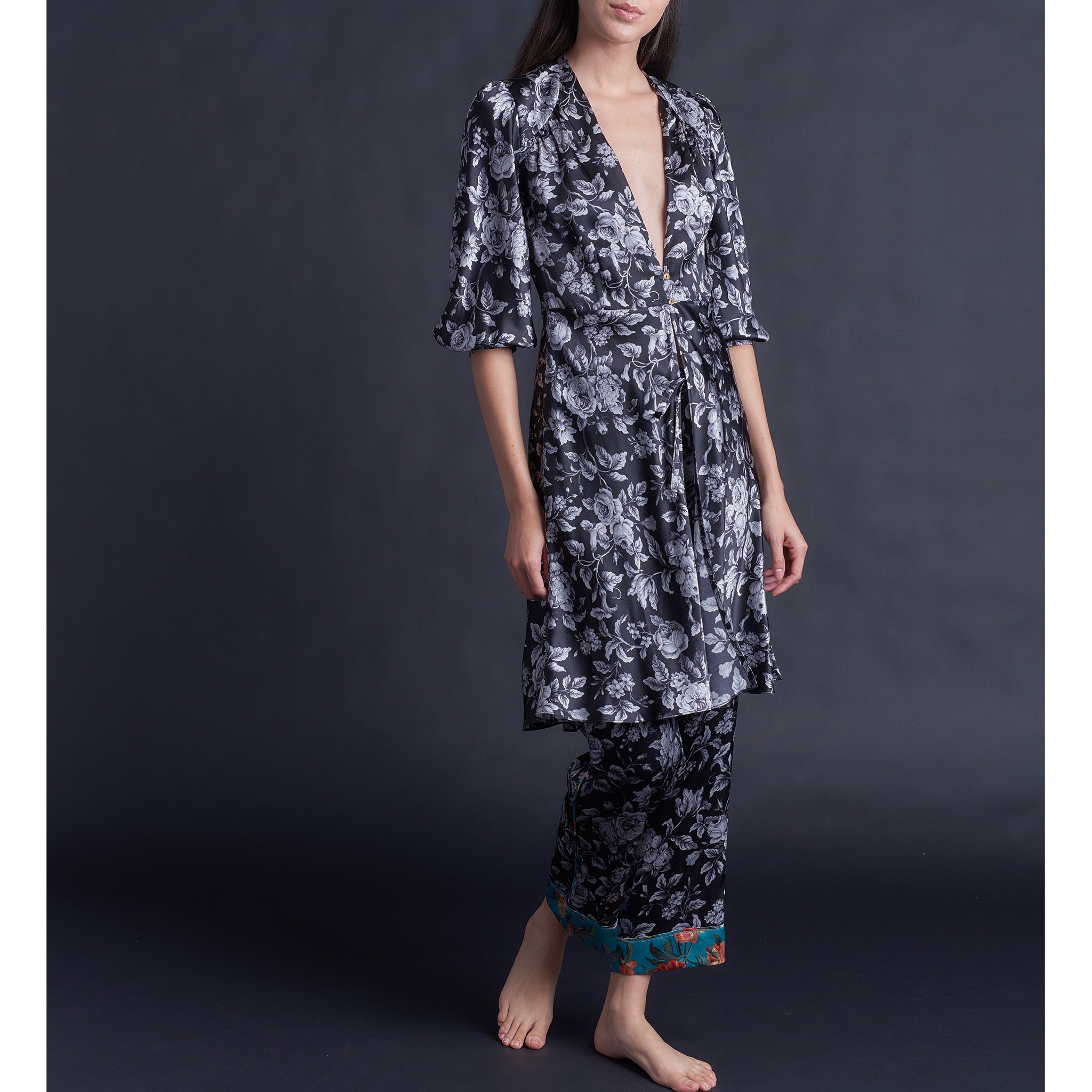 Maia Duster in Gracefully Liberty Print Silk Satin
