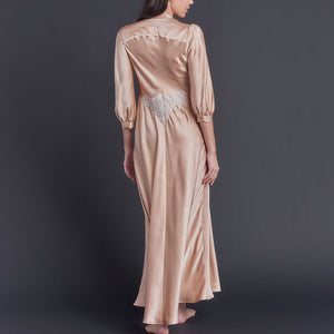Maia Long Duster in Vintage Blush Silk Charmeuse