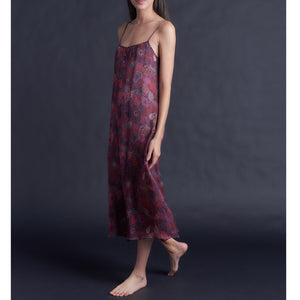 Thea Paneled Slip Dress in Liberty Silk Chiffon Midnight