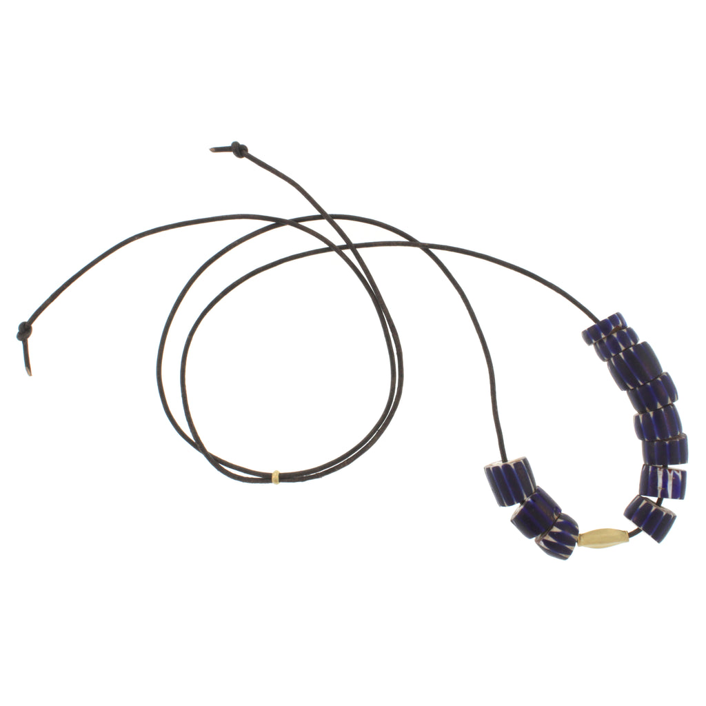 A Blue Striped Trade Bead Necklace