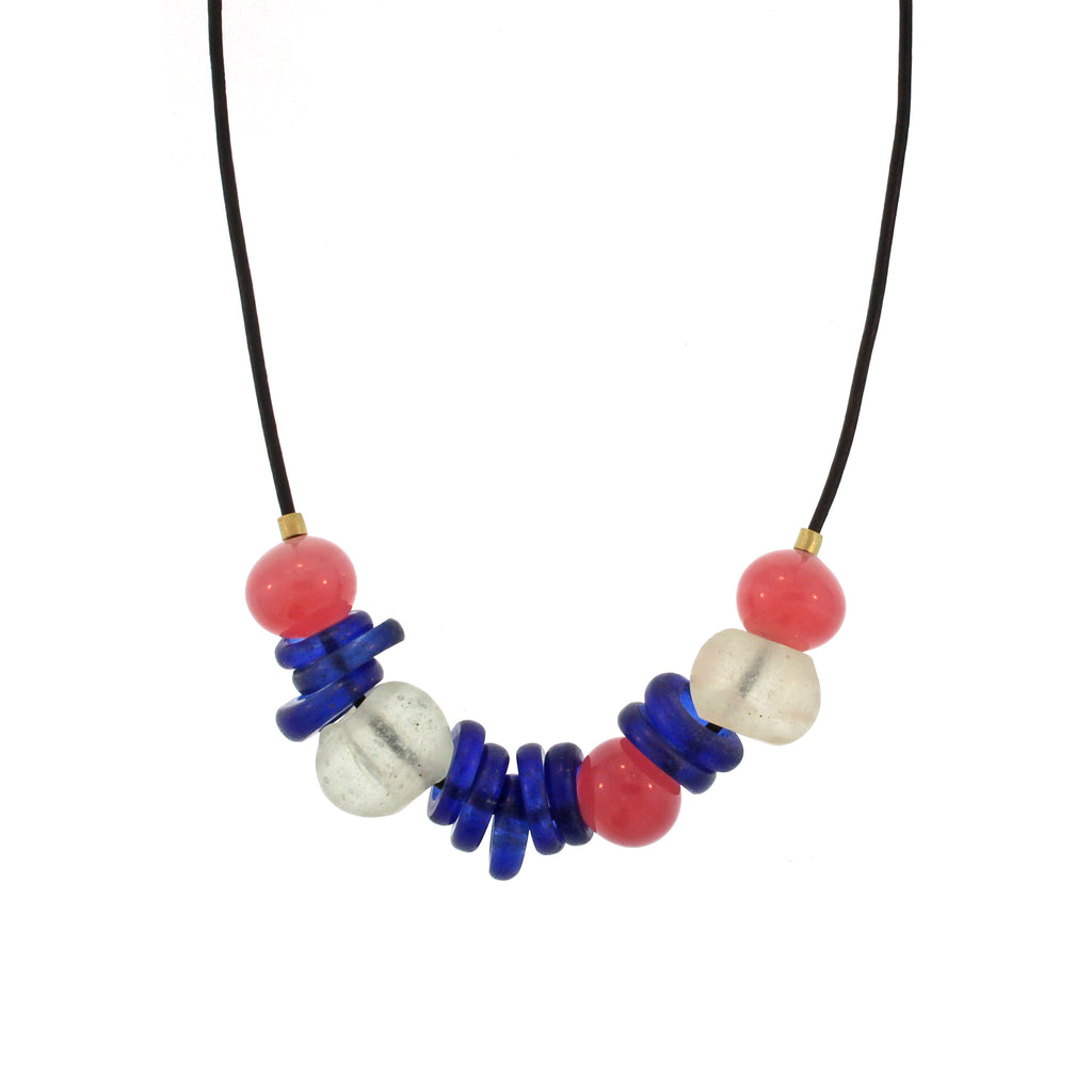 The Ancient Rose and Blue Glass Bead Necklace