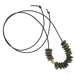 An African Olive Green Recycled Glass Bead Necklace