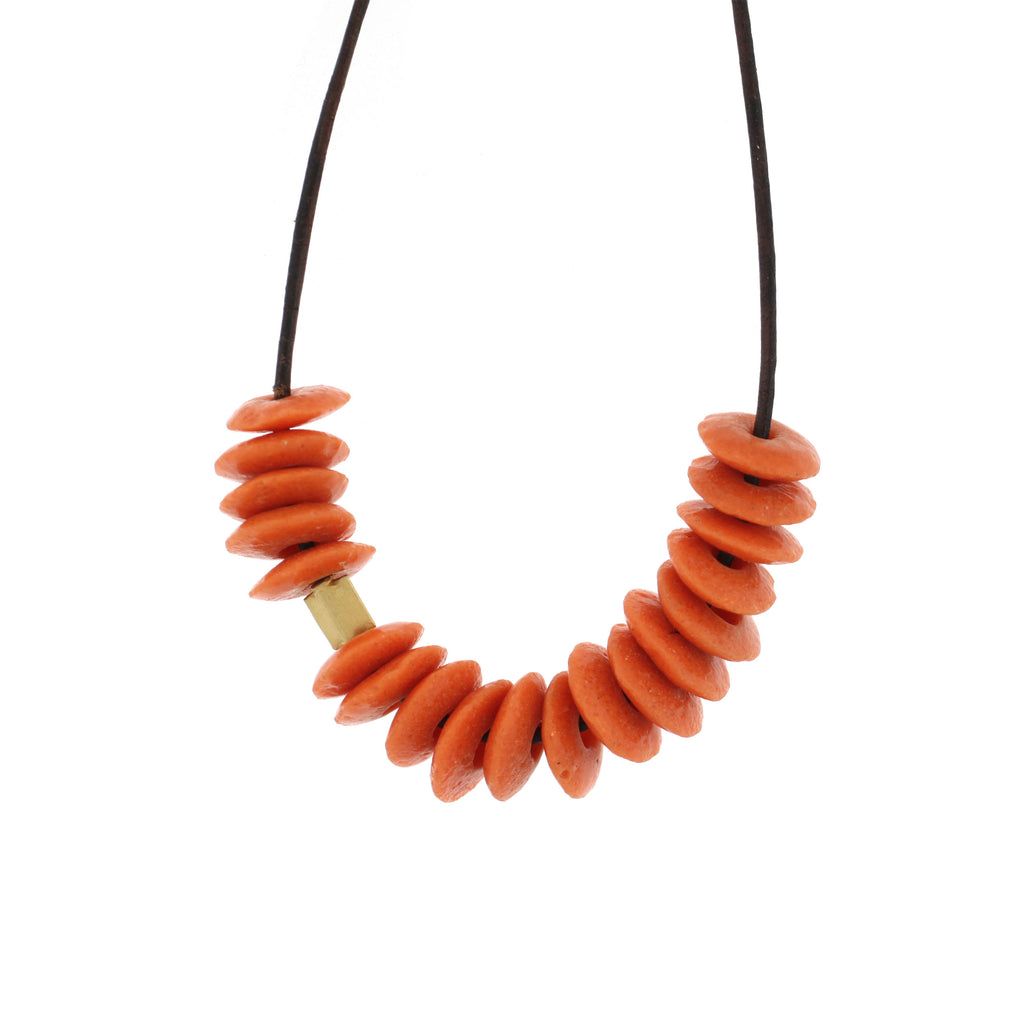 An Orange Recycled Glass Bead Necklace