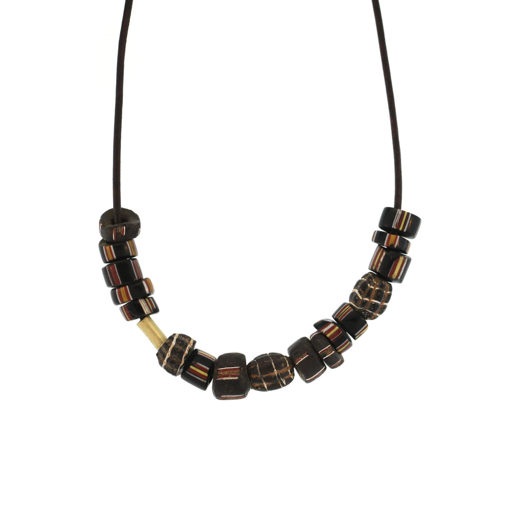 An Antique Striped Bead Necklace in Black