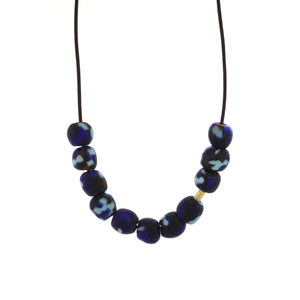 A Speckled Blue Glass Bead Necklace