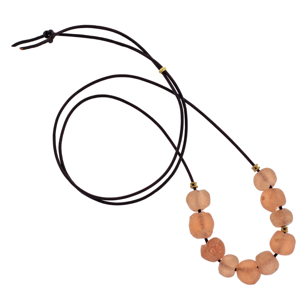 A Recycled Glass Bead Necklace in Blush