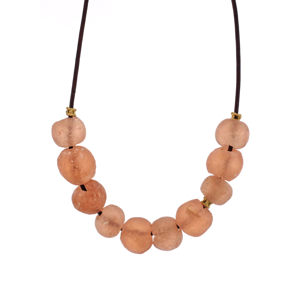 A Recycled Glass Bead Necklace in Blush
