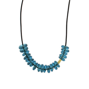 A Marine Blue Glass Bead Necklace