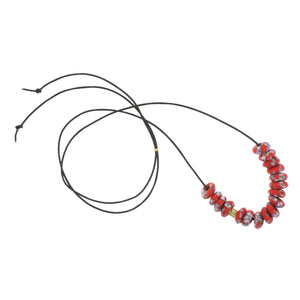 A Red Speckled Recycled African Glass Bead Necklace