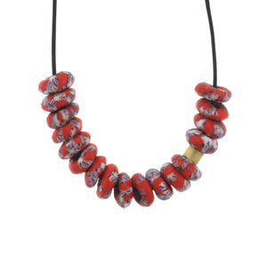 A Red Speckled Recycled African Glass Bead Necklace