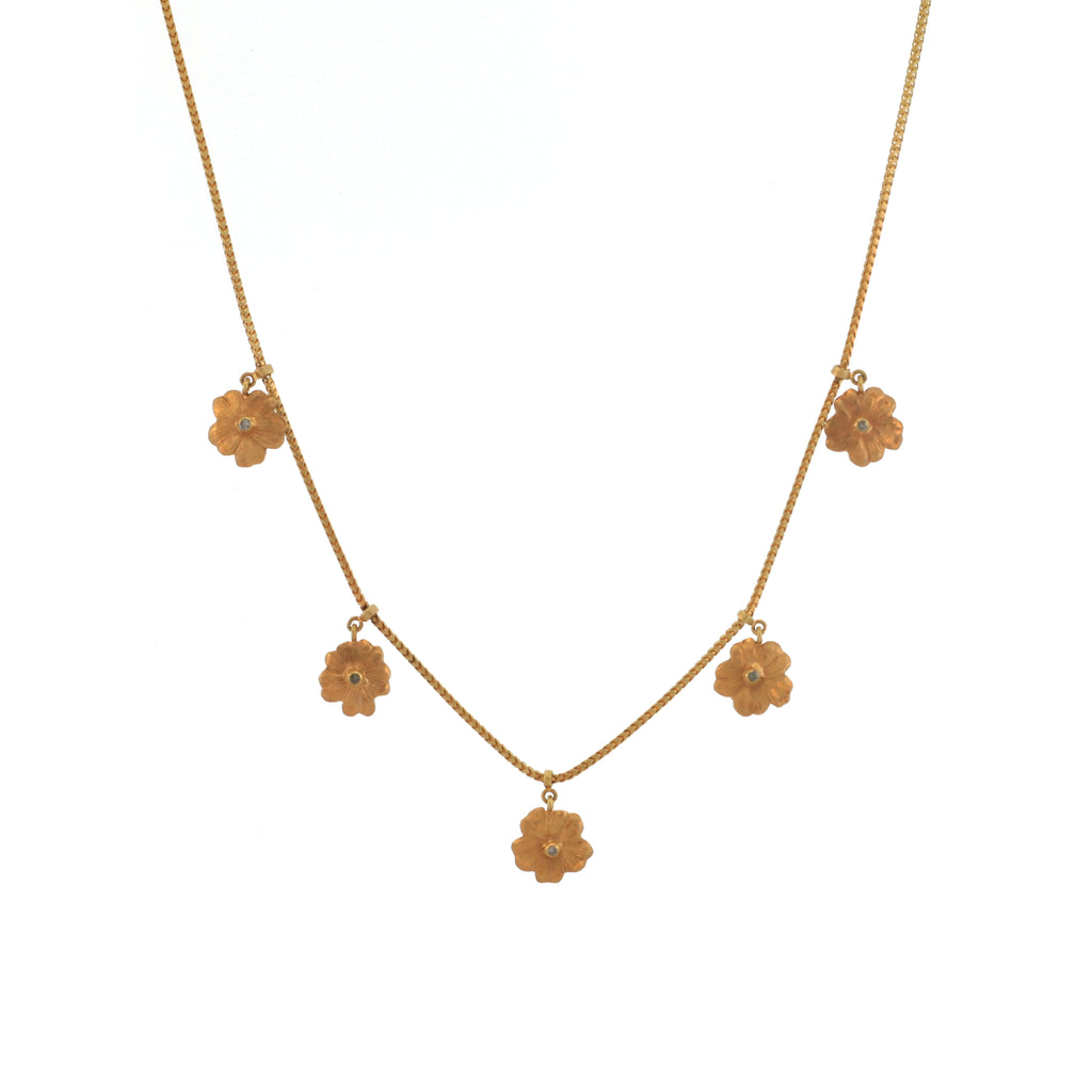 A Rose Gold Poppy Flower Charm Necklace
