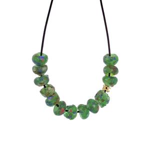 A Green Speckled Glass Bead Necklace