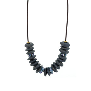 A Dark + Light Blue Glass Bead Necklace
