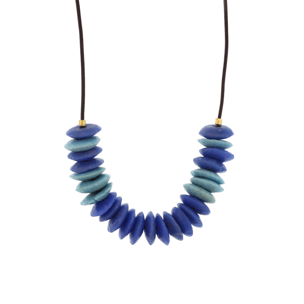 A Turquoise + Blue Recycled Glass Bead Necklace