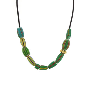 A Green Striped Bead Necklace