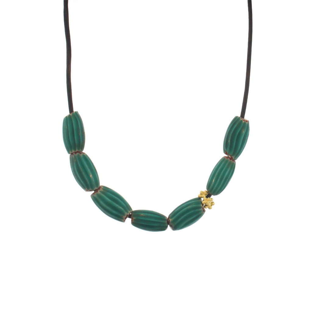 An African Turquoise Striped Bead Necklace