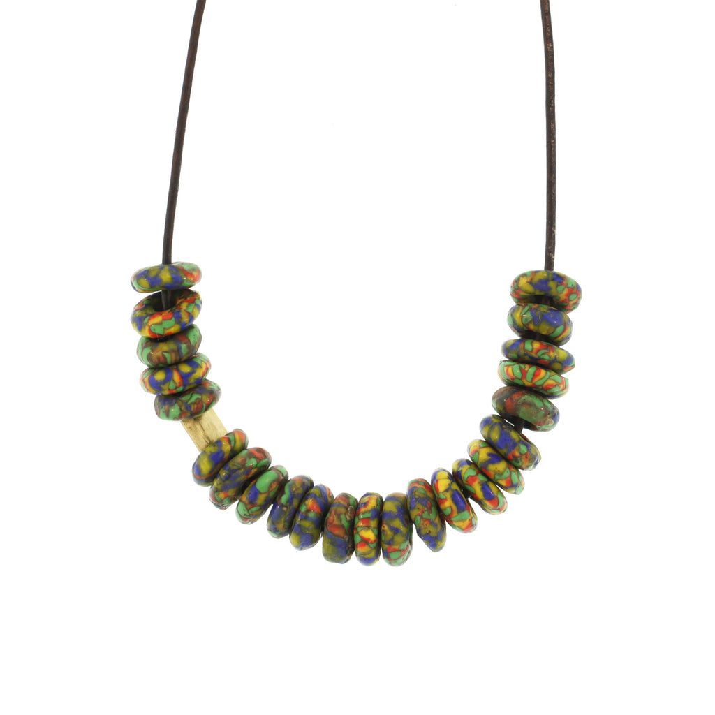 A Confetti Green Recycled Glass Bead Necklace