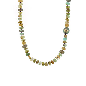 A Peruvian Opal, Labradorite, + Pearl Necklace