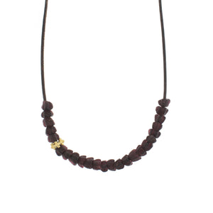 Recycled Glass Tulip Bead Necklace - Purple